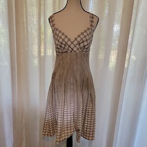 Calvin Klein Asymmetrical Dress in Cream and Tan